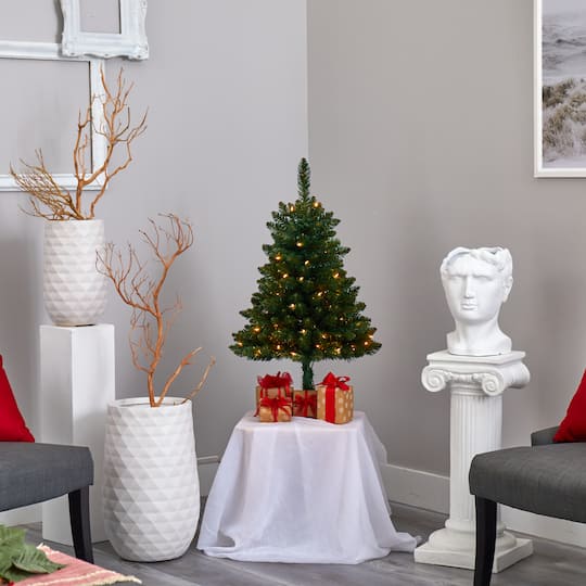 3ft. Pre-Lit Northern Rocky Spruce Artificial Christmas Tree, Clear LED Lights